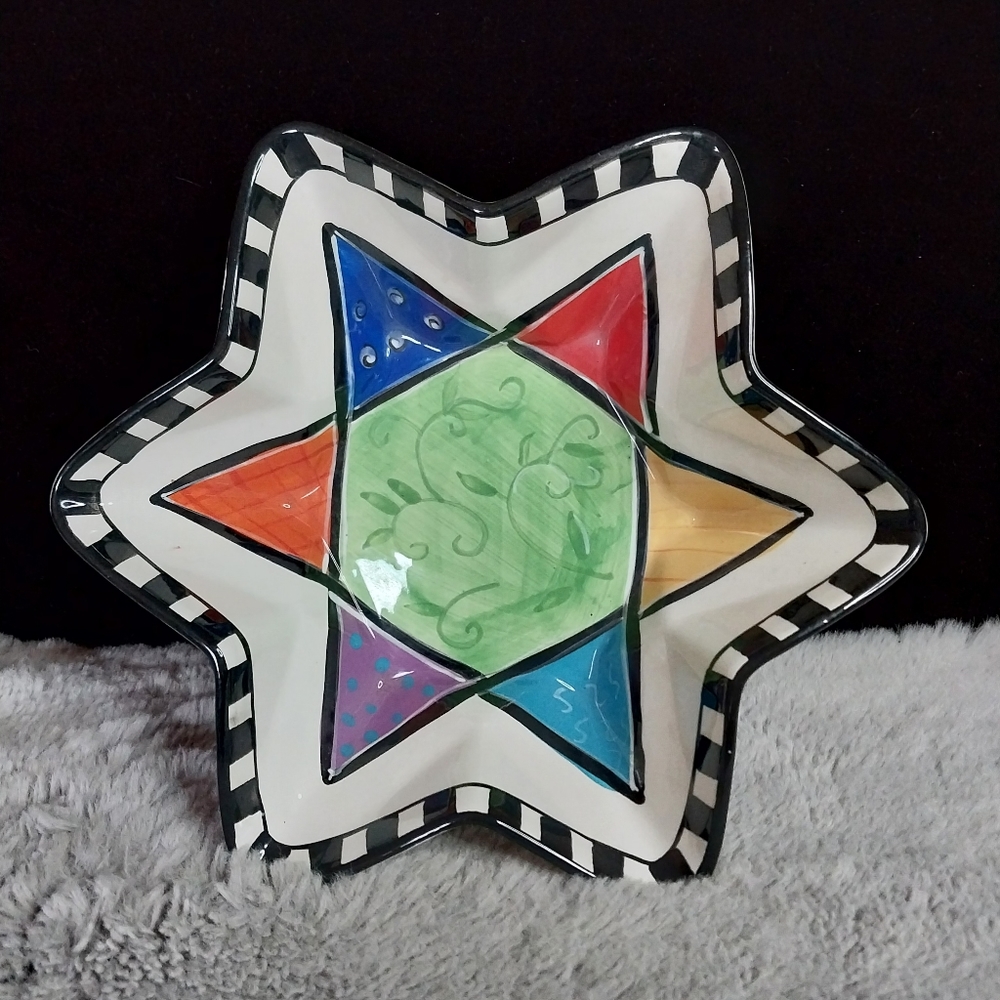 Party Hanukkah by Jay Colorful Ceramic Star shaped Bowl - Picture 1 of 5